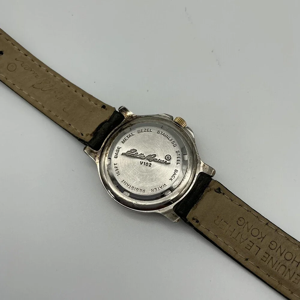 Vintage Eddie Bauer V102 Womens Watch 28mm White Dial Green Leather New Battery